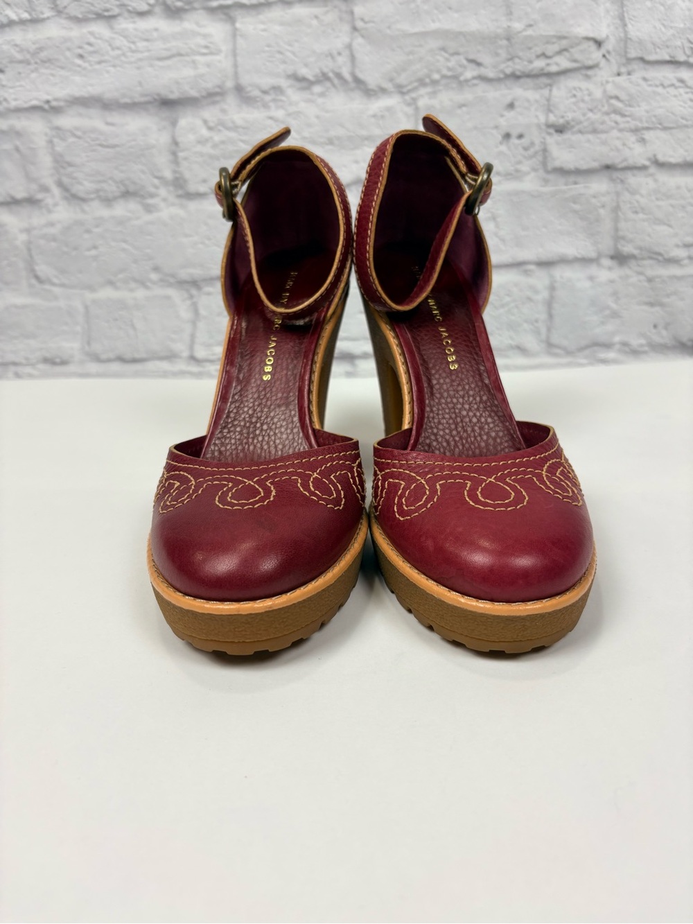 Marc by Marc Jacobs Burgundy Leather Platform Heels Size 39/8.5